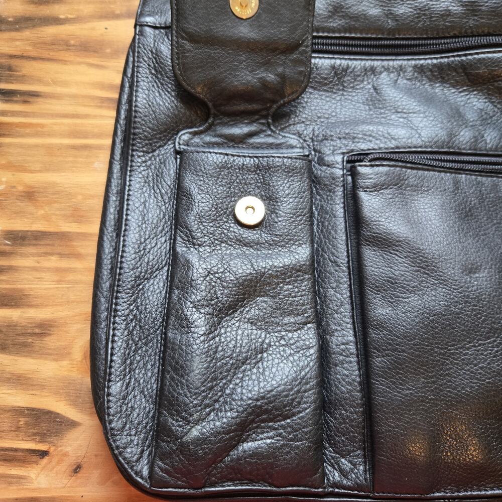 JP Ourse & Cie Bolivia Black Leather Cross Body Traveler Bag Unisex Handbag - Picture 4 of 12